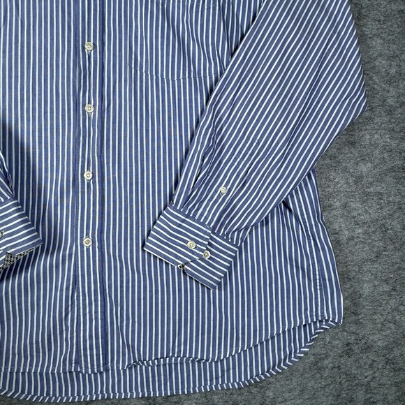 R & G London Shirt Men's X-Large Button Down Dress Blue White Striped Cotton - Picture 4 of 15